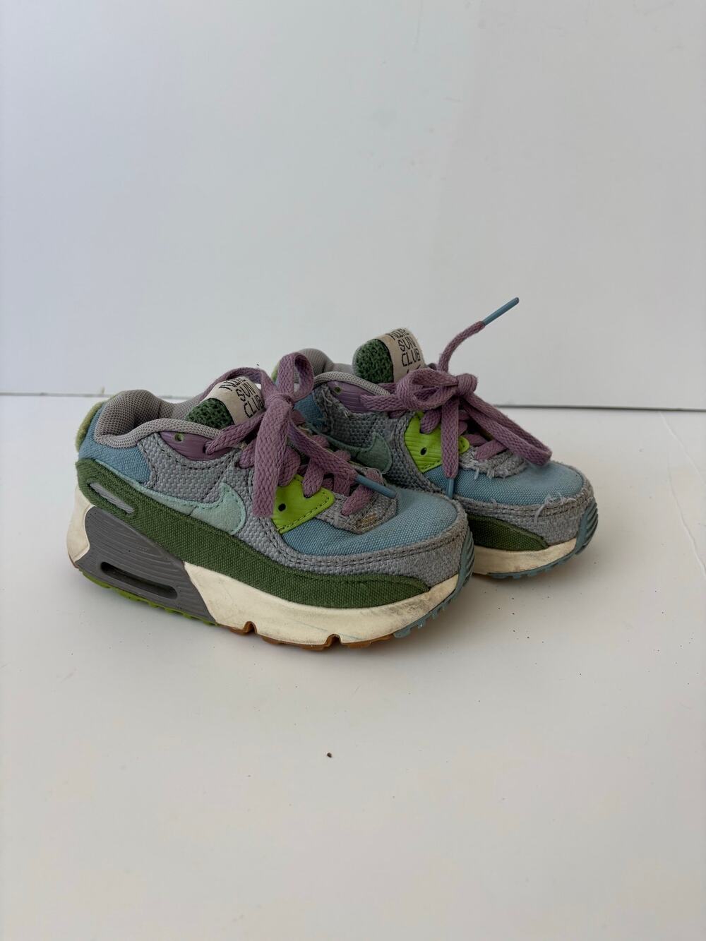 Nike Air Max 90 SE Sun Club Kids 9C DQ4016-400 Blue Green Purple Sneakers
